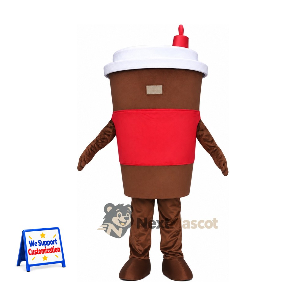 Coffee Cup Mascot Costume - Brown Coffee Cup Mascot Costume - Brown