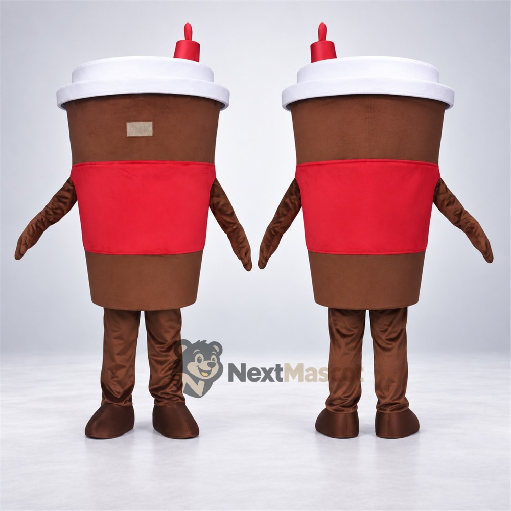 Coffee Cup Mascot Costume - Brown Coffee Cup Mascot Costume - Brown