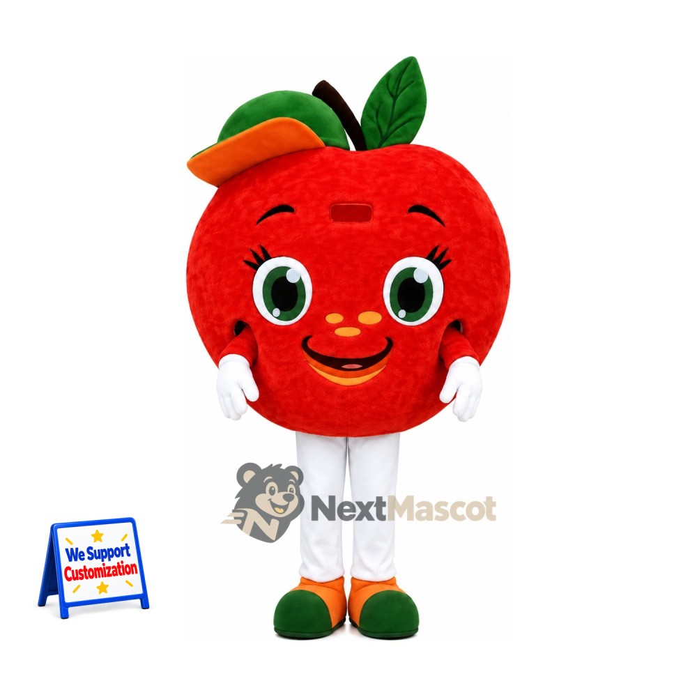 Apple Mascot Costume - Red, Orange Cap