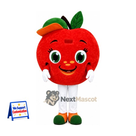 Apple Mascot Costume - Red, Orange Cap