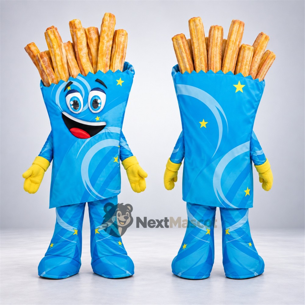 French Fries Mascot Costume - Blue Carton French Fries Mascot Costume - Blue Carton