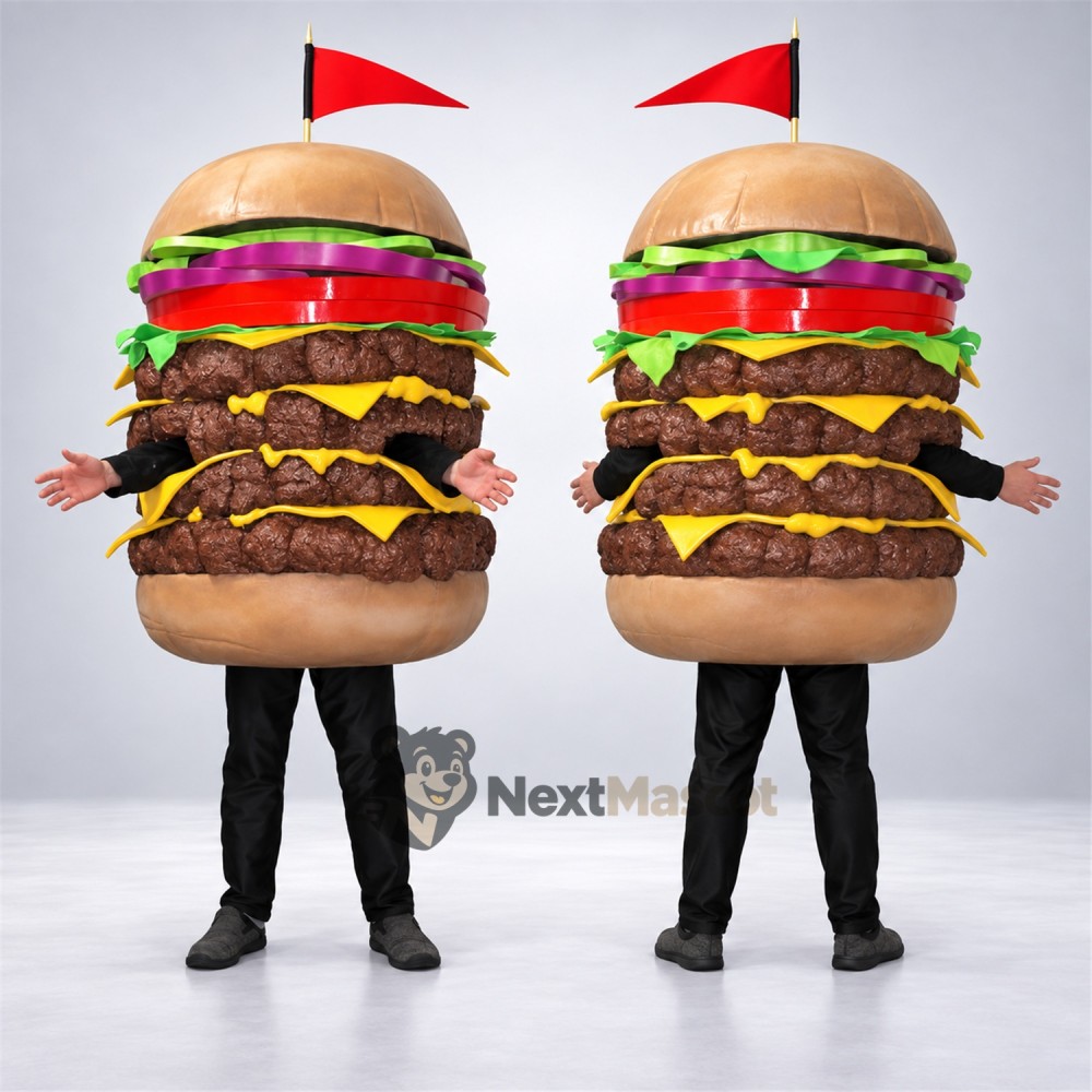 Stacked Burger Mascot Costume Stacked Burger Mascot Costume