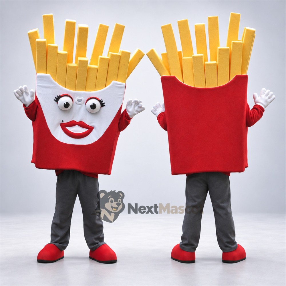 French Fries Mascot Costume - Red Carton, Gray Legs French Fries Mascot Costume - Red Carton, Gray Legs