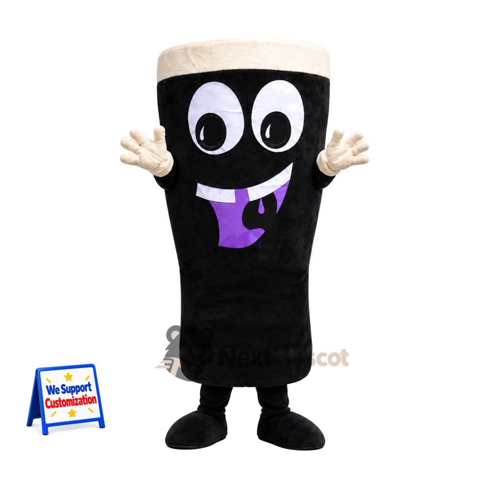 Drink Cup Mascot Costume - Black Drink Cup Mascot Costume - Black