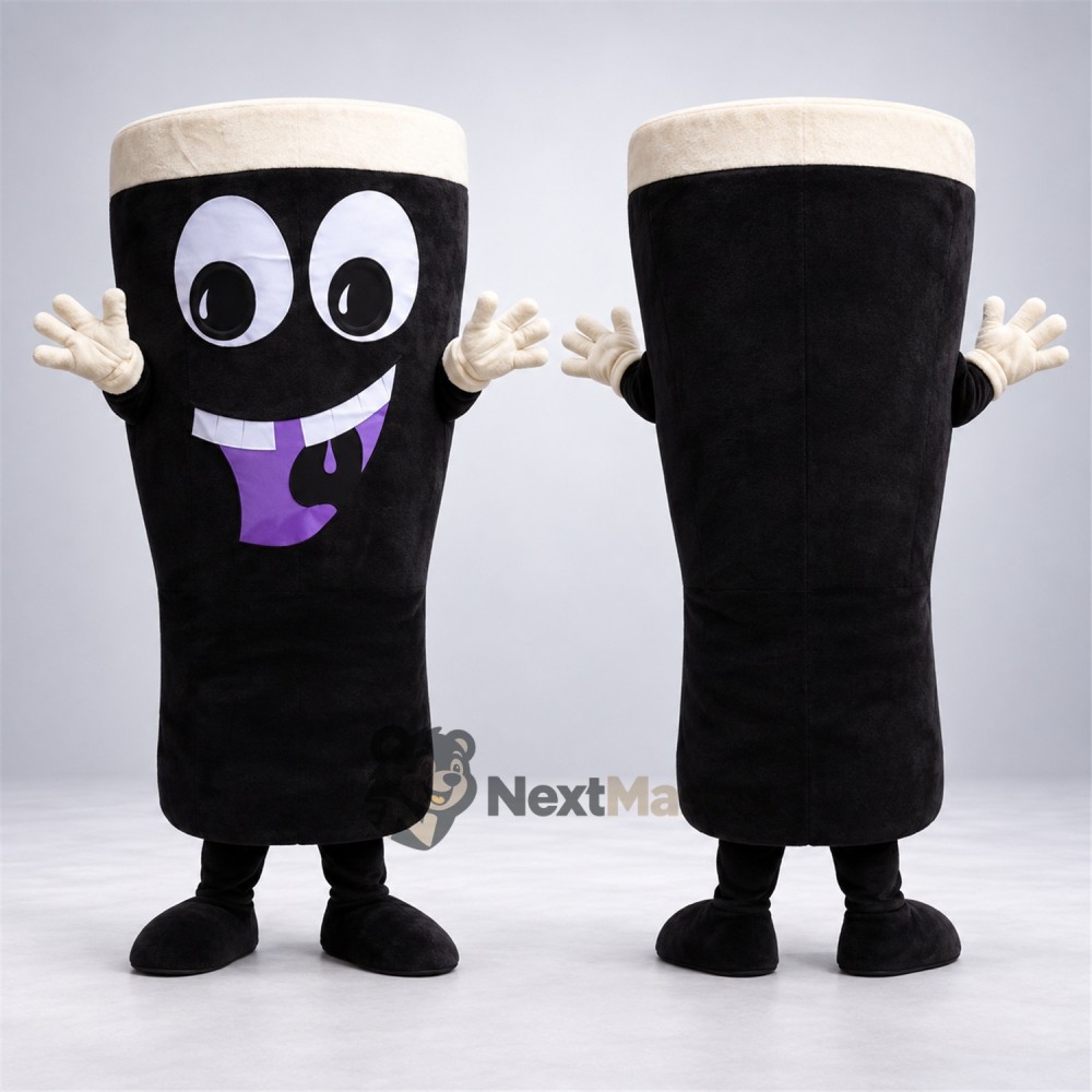 Drink Cup Mascot Costume - Black Drink Cup Mascot Costume - Black