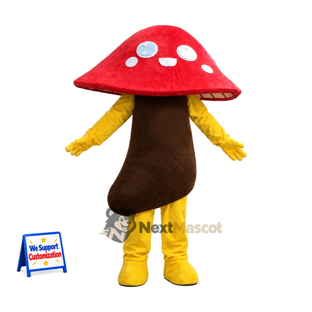 Mushroom Mascot Costume - Red, White Spots and Yellow Arms
