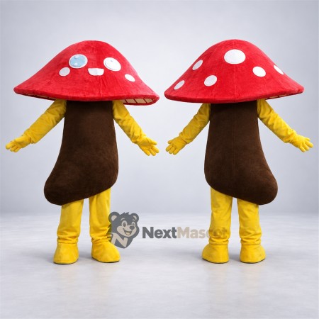 Mushroom Mascot Costume - Red, White Spots and Yellow Arms