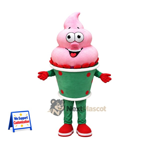 Ice Cream Cup Mascot Costume - Pink