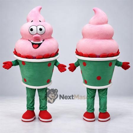 Ice Cream Cup Mascot Costume - Pink Ice Cream Cup Mascot Costume - Pink
