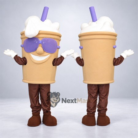 Drink Cup Mascot Costume - Purple Sunglasses for Food Festivals Drink Cup Mascot Costume - Purple Sunglasses for Food Festivals