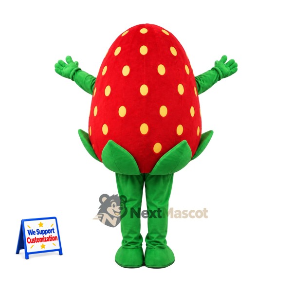 Strawberry Mascot Costume - Human Face and Green Legs Strawberry Mascot Costume - Human Face and Green Legs