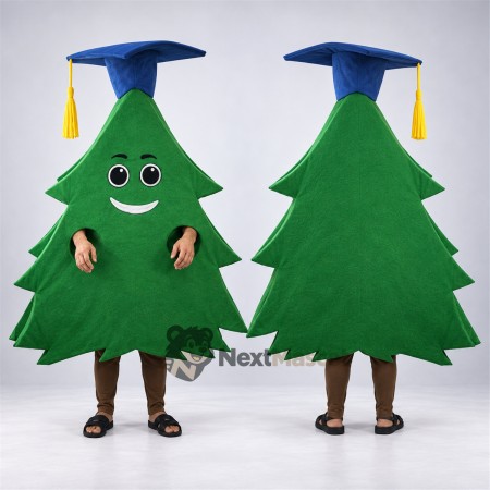 Evergreen Tree Mascot Costume - Graduation Style Evergreen Tree Mascot Costume - Graduation Style