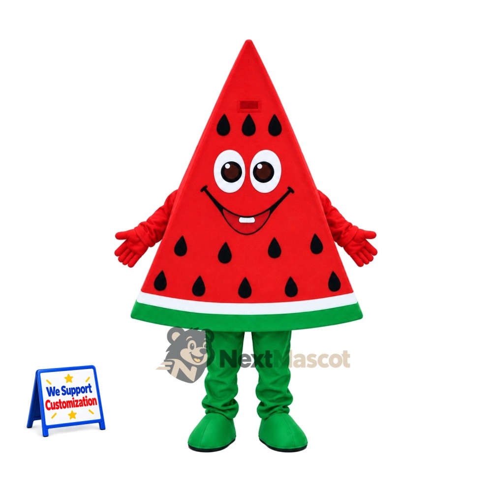 Watermelon Slice Mascot Costume - Green Legs and Black Seeds Watermelon Slice Mascot Costume - Green Legs and Black Seeds
