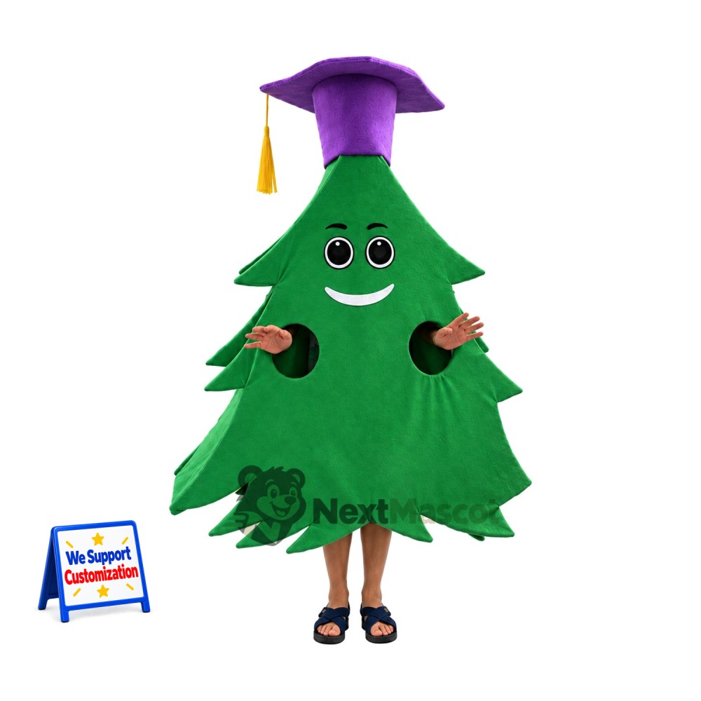 Evergreen Tree Mascot Costume - Graduation Style for Parades