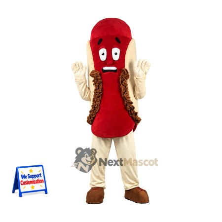 Hot Dog Mascot Costume - Red Sausage and Brown Boots Hot Dog Mascot Costume - Red Sausage and Brown Boots