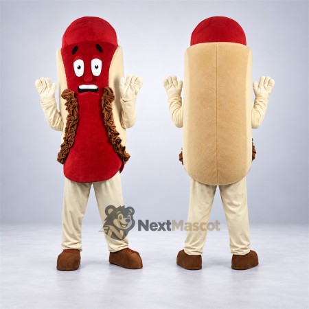 Hot Dog Mascot Costume - Red Sausage and Brown Boots Hot Dog Mascot Costume - Red Sausage and Brown Boots