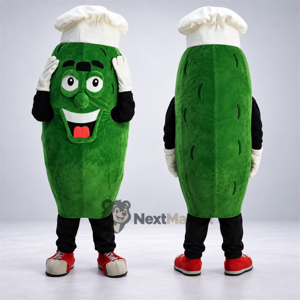 Pickle Mascot Costume - Chef Style for Food Fairs Pickle Mascot Costume - Chef Style for Food Fairs