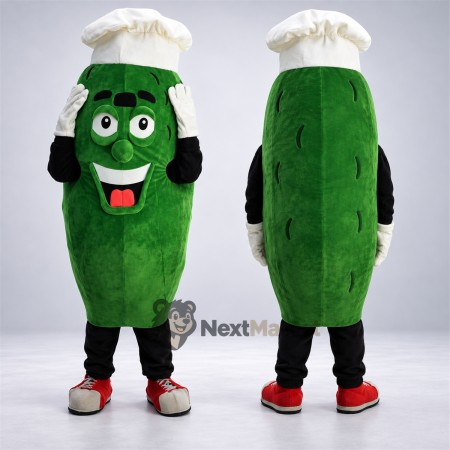 Pickle Mascot Costume - Chef Style for Food Fairs Pickle Mascot Costume - Chef Style for Food Fairs