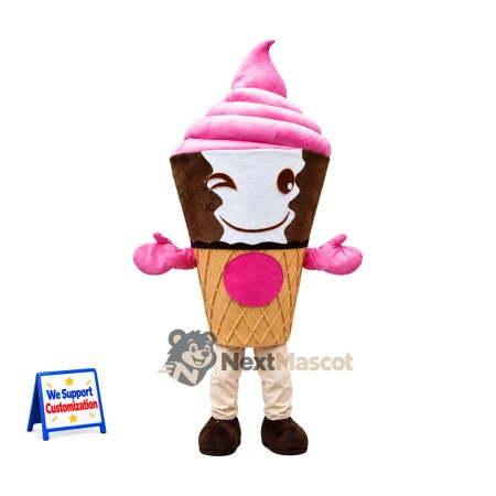 Ice Cream Cone Mascot Costume - Pink Ice Cream Cone Mascot Costume - Pink