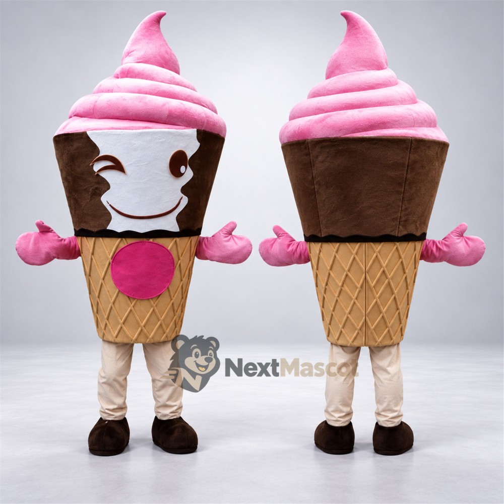 Ice Cream Cone Mascot Costume - Pink Ice Cream Cone Mascot Costume - Pink