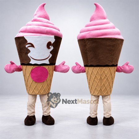 Ice Cream Cone Mascot Costume - Pink Ice Cream Cone Mascot Costume - Pink