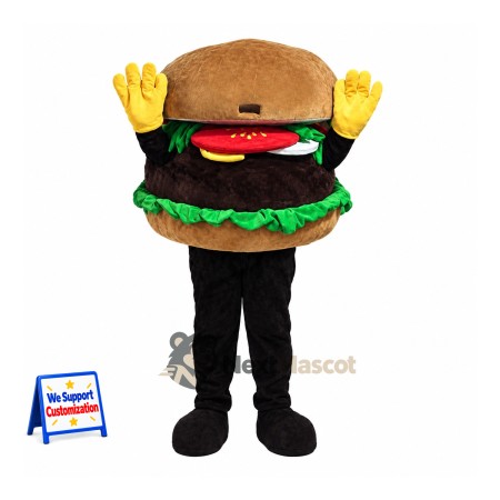 Burger Mascot Costume - Yellow Gloves and Black Legs Burger Mascot Costume - Yellow Gloves and Black Legs