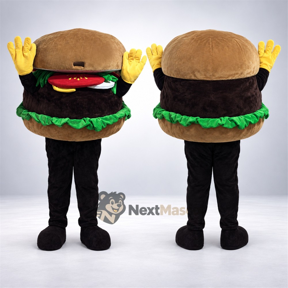 Burger Mascot Costume - Yellow Gloves and Black Legs Burger Mascot Costume - Yellow Gloves and Black Legs
