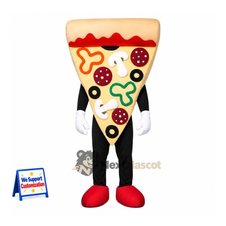 Pizza Slice Mascot Costume - Black Legs and Red Shoes Pizza Slice Mascot Costume - Black Legs and Red Shoes