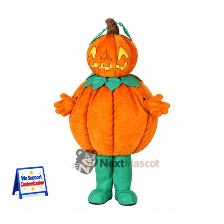 Jack O Lantern Mascot Costume - Striped Body and Green Boots Jack O Lantern Mascot Costume - Striped Body and Green Boots