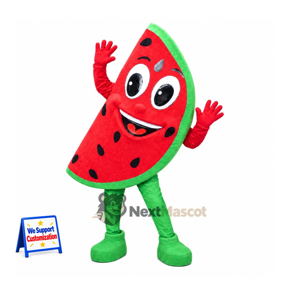 Watermelon Slice Mascot Costume - Green Legs and Red Gloves Watermelon Slice Mascot Costume - Green Legs and Red Gloves
