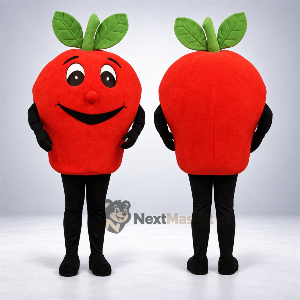 Apple Mascot Costume - Red, Black Arms and Legs for Food Festivals Apple Mascot Costume - Red, Black Arms and Legs for Food Festivals