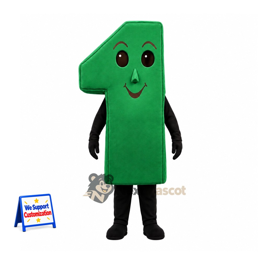 Number One Mascot Costume - Green Number One Mascot Costume - Green