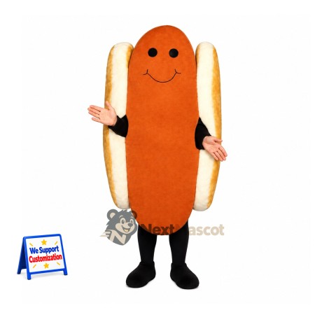Hot Dog Mascot Costume - Smiling Face and Black Legs Hot Dog Mascot Costume - Smiling Face and Black Legs