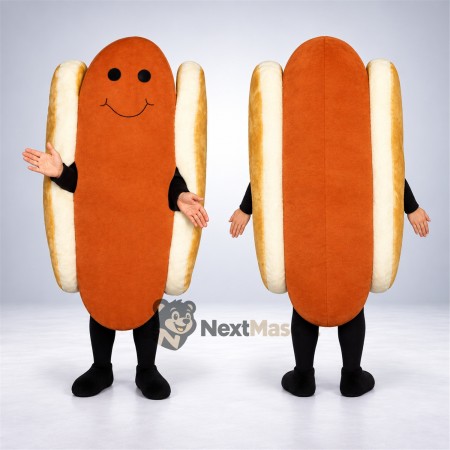 Hot Dog Mascot Costume - Smiling Face and Black Legs Hot Dog Mascot Costume - Smiling Face and Black Legs