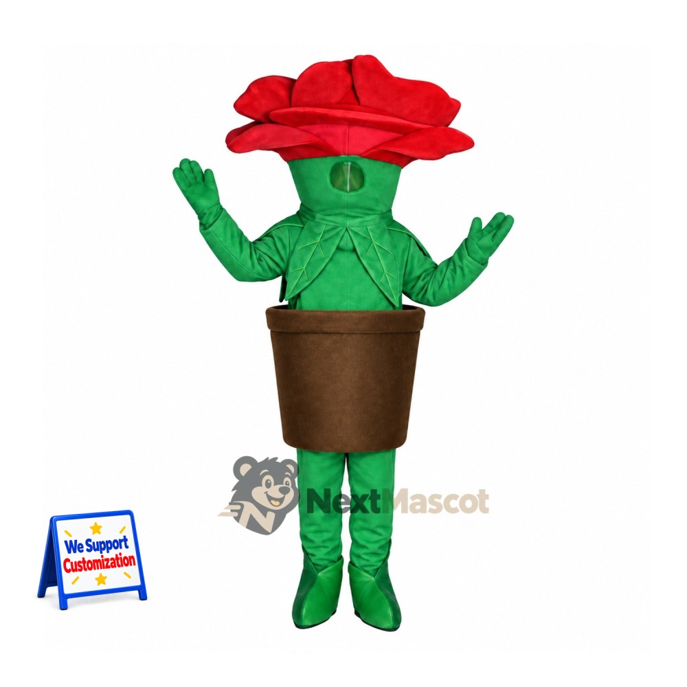 Potted Rose Mascot Costume Potted Rose Mascot Costume