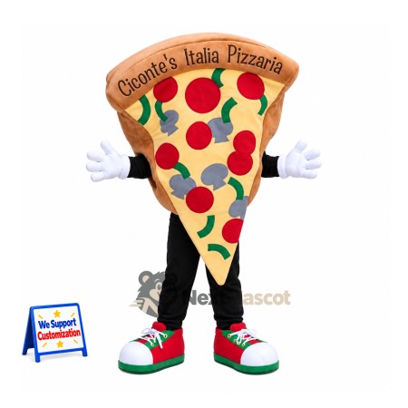 Pizza Slice Mascot Costume - Green and Red Sneakers Pizza Slice Mascot Costume - Green and Red Sneakers