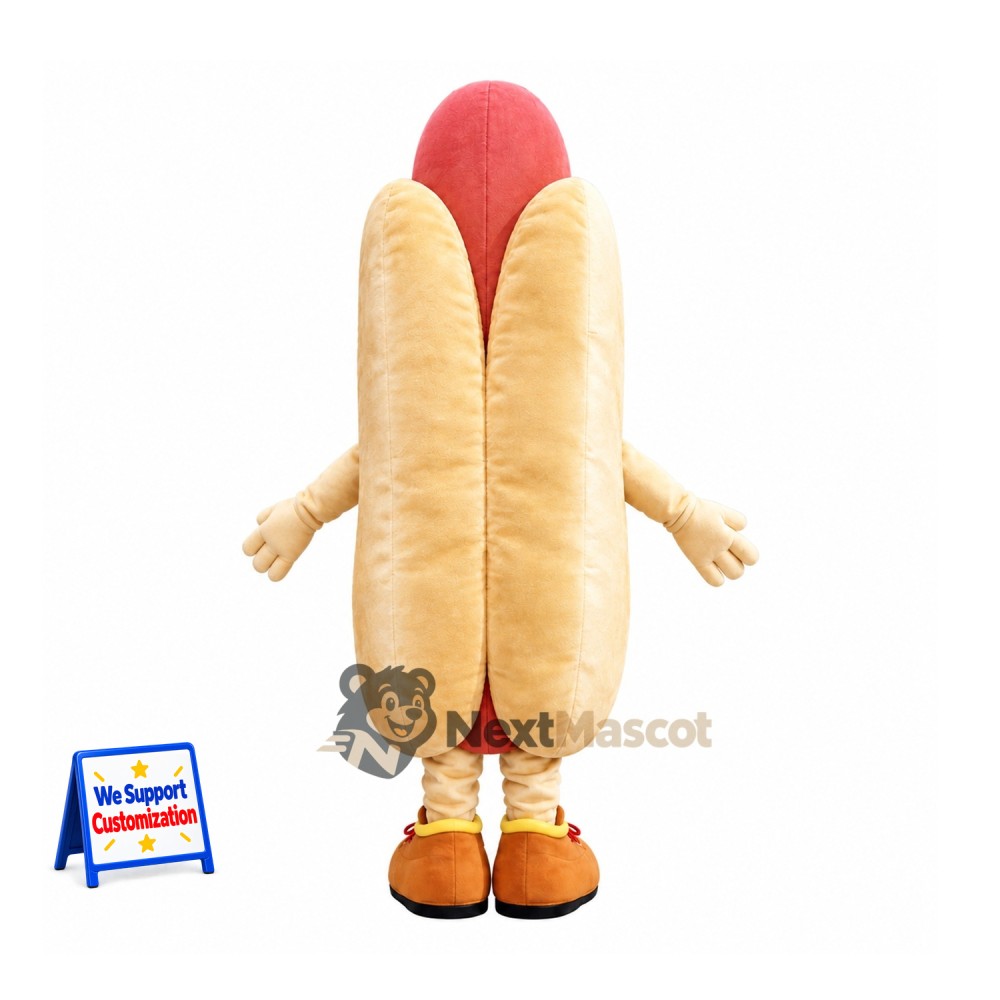 Hot Dog Mascot Costume - Yellow Gloves and Orange Shoes Hot Dog Mascot Costume - Yellow Gloves and Orange Shoes