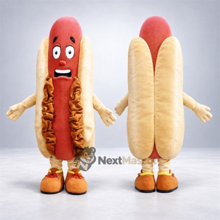 Hot Dog Mascot Costume - Yellow Gloves and Orange Shoes Hot Dog Mascot Costume - Yellow Gloves and Orange Shoes