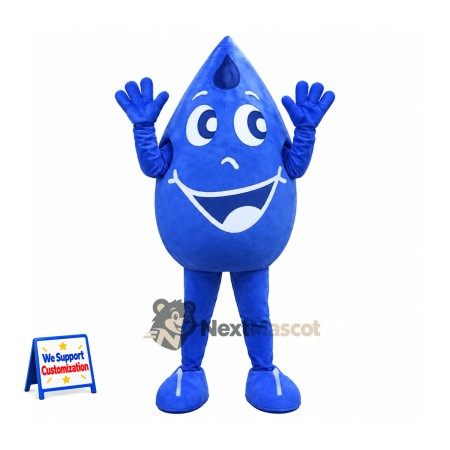 Water Drop Mascot Costume - Blue, White Gloves and Legs