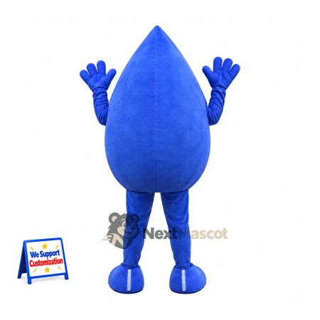 Water Drop Mascot Costume - Blue, White Gloves and Legs