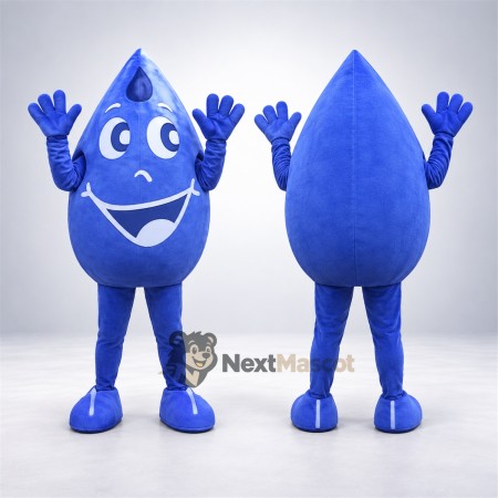 Water Drop Mascot Costume - Blue, White Gloves and Legs
