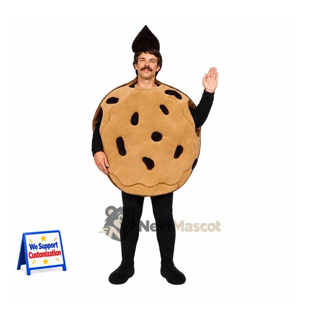 Chocolate Chip Cookie Mascot Costume for Food Festivals Chocolate Chip Cookie Mascot Costume for Food Festivals