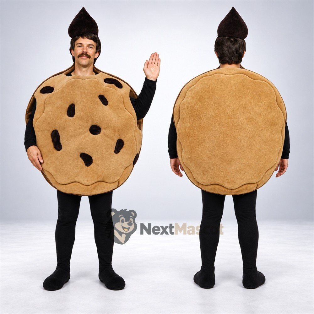 Chocolate Chip Cookie Mascot Costume for Food Festivals Chocolate Chip Cookie Mascot Costume for Food Festivals