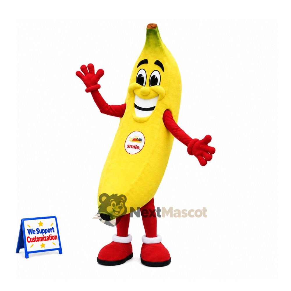 Banana Mascot Costume - Red Gloves and Sneakers Banana Mascot Costume - Red Gloves and Sneakers