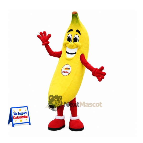 Banana Mascot Costume - Red Gloves and Sneakers