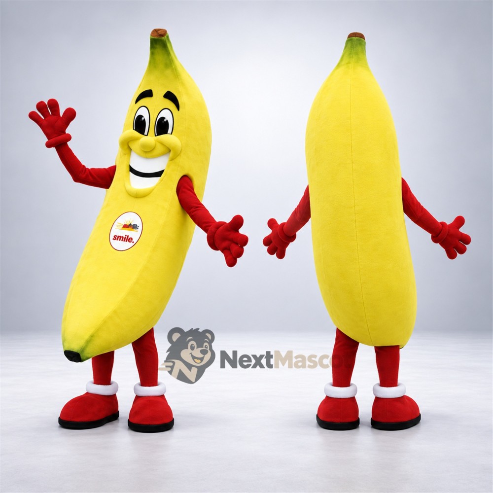 Banana Mascot Costume - Red Gloves and Sneakers Banana Mascot Costume - Red Gloves and Sneakers