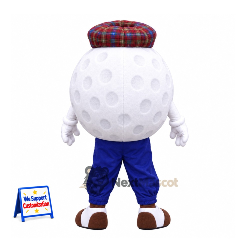 Golf Ball Mascot Costume - Plaid Cap Golf Ball Mascot Costume - Plaid Cap