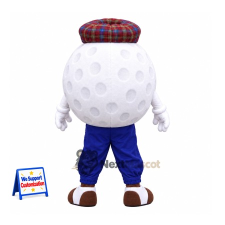 Golf Ball Mascot Costume - Plaid Cap Golf Ball Mascot Costume - Plaid Cap
