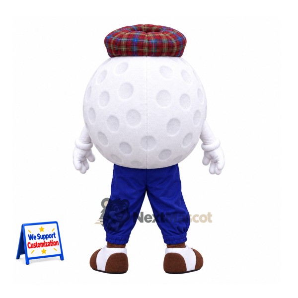 Golf Ball Mascot Costume - Plaid Cap Golf Ball Mascot Costume - Plaid Cap