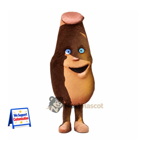 Bottle Mascot Costume - Brown, Tan Belly